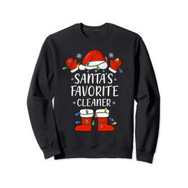 Santa's Favorite Cleaner Santa Hat Christmas Light Sweatshirt