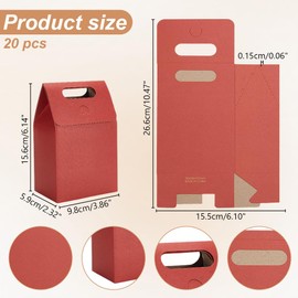 GOMAKERER 20 Pcs Paper Gift Bags, Kraft Bags Tote Bags with Handle Hole Shopping Bags Reusable Bags for Wedding Party Favor Birthday Valentine Day Anniversary Housewarming, Red