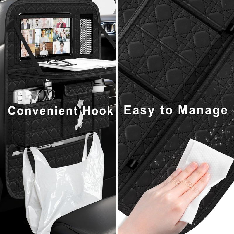 GMQ Seat Organizer 1 Pack, Car Backseat Organizer with Tray,Multifunctional
