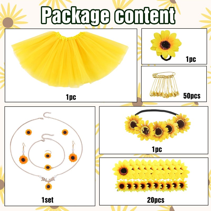 Matreeglam Sunflower Costume Women Girls Carnival Costume Yellow Tulle Skirt