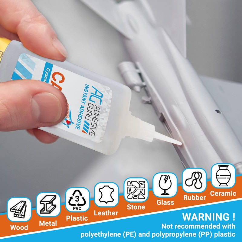 Adhesive Guru CA Glue with Activator (4x1.7 oz - 4x6.76