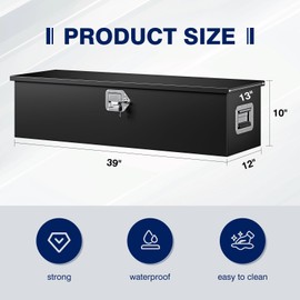 Yizosh 39 Inch Steel Heavy Duty Truck Bed Tool Box, Trailer Tongue Box with Lock and Keys