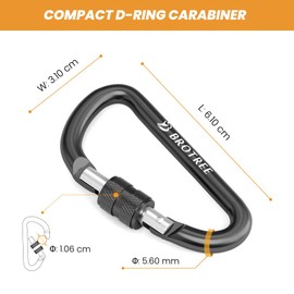 Brotree mini carabiner hook with screw cap for key ring, camping, trekking, hiking, fishing, customisable