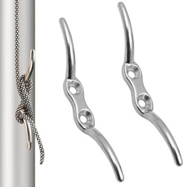 Lumivra 2PCS 113mm Silver Cleat Hooks - Heavy-Duty Stainless Steel Wall Hooks for Home Organization, Flagpoles, Washing Lines, and Outdoor Use