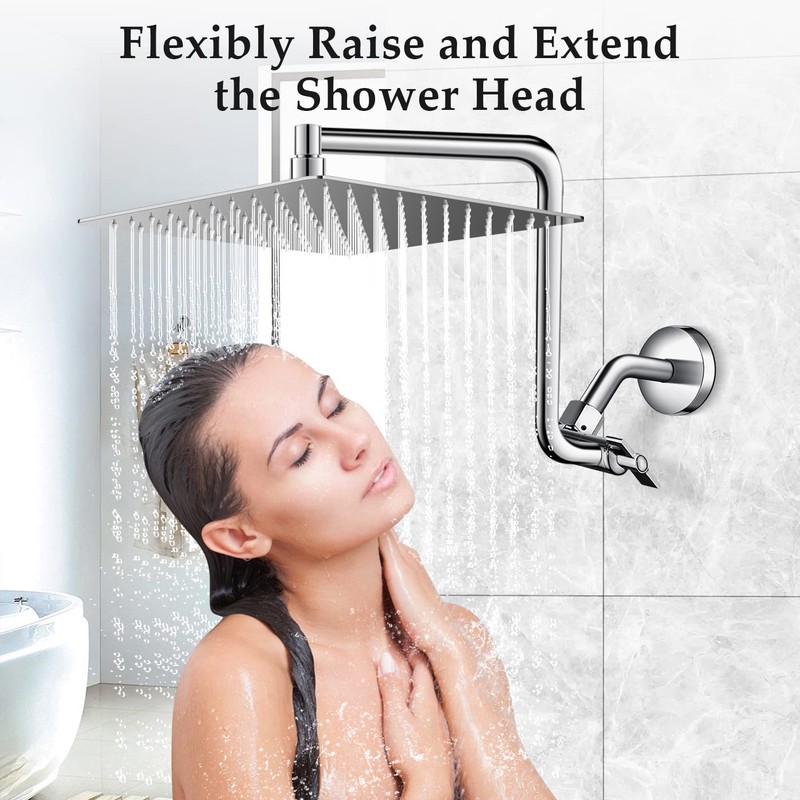 Rain Shower Head Extension Arm, Upgrade 12 Inch Metal Shower