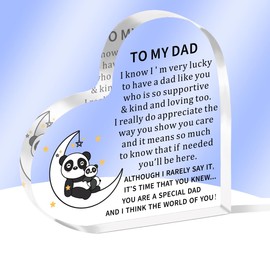 AMZQ Dad Gifts Heart-shaped Acrylic Plaque Keepsake,Christmas Birthday Gifts for Dad Father’s Day Gifts for Dad From Daughter Son