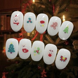 [Handmade Nail Tips] Mini Santa Nail Tips - Long Ballerina / [수제네일팁] 미니산타 네일팁 - 롱발레리나