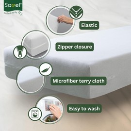 SAVEL - Mattress Encasement (80x190/200cm) Small Single Size | Noiseless, Elastic and Adjustable Mattress Protector | White