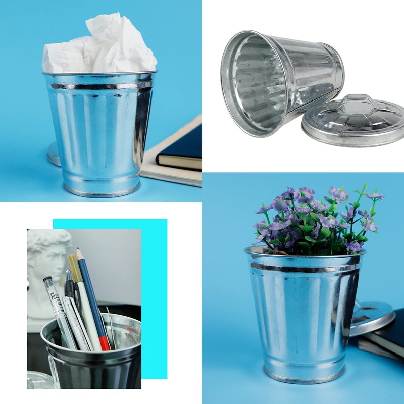 DOERDO Mini Desktop Wastebasket Galvanized Trash Can, for Kitchen Countertop,