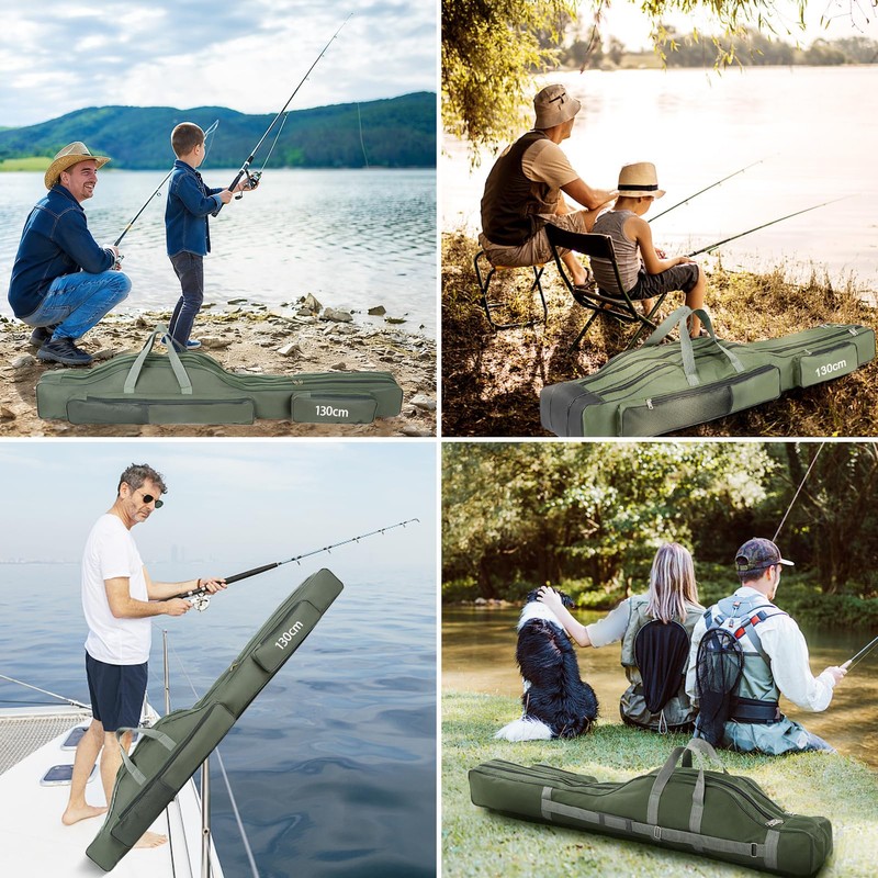 Relaxyee Fishing Rod Case with Fishing Tackle Box Portable Folding
