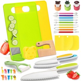Ikumar 34 Pcs Montessori Kitchen Toys for Toddlers-Kids Knife Sets for Real Cooking ...
