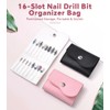 Rolabling Portable 16-Slot Nail Drill Bit Holder Organizer with Thickened