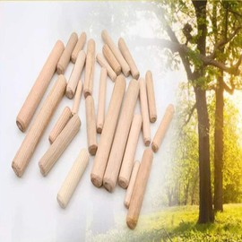 Assorted Wooden Dowels, Tiberham 200Pcs M6 M8 M10 M12 Hard Wood Grooved Plugs Furniture Woodwork Grooved Fluted Pin Craft (6mm 8mm 10mm 12mm)