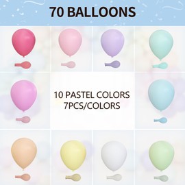 Pastel Balloons 70pcs Birthday Party Decorations for Girls Women Party Latex Ballons Baby Shower Birthday Christmas Thanksgiving Party Graduation Wedding for Men Kids Baby