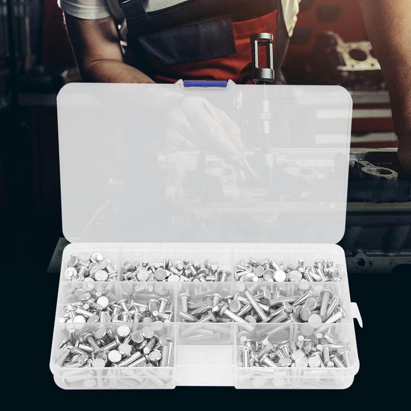 KooingTech 350 Pieces M4 Aluminium Rivets Set Flat Head Solid
