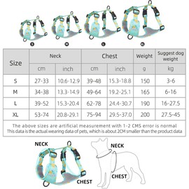 AIHIKONG Dog Harness with 2 Metal Leash Hooks, Reflective Adjustable Vest, Breathable Mesh Soft Padded Pet Vest with Fruit Print, for Small, Medium, and Large Breed Puppies (Lake Blue, XL)