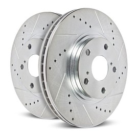 Power Stop Rear Drilled Slotted Rotors For INFINITI QX60 2022-2024, Nissan Pathfinder 2022-2024 [Model Specific] Drilled and Slotted Brake Rotors JBR1926XPR