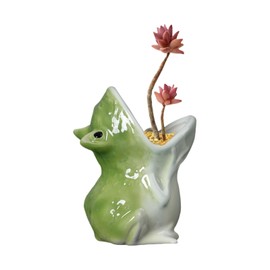 SUSOYAOCHEN Cute Animal Ceramic Succulent Plant Pots, Aloe Cactus Indoor Outdoor Small Bonsai Planter Flowerpot Use for Home Garden Decoration,Plants Not Included (Green)