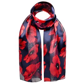 Basic Sense Poppy Scarf lightweight Satin Scarves for Remembrance day, 38 - Navy