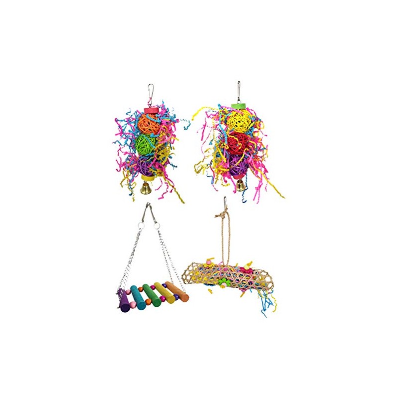 Balacoo 4piezas Juguete Colgante para Pájaros De De Ratán Juguete