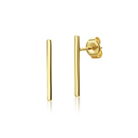 PRINS JEWELS 9ct Small Bar Stud Earrings in 375 Yellow Gold, Yellow Gold