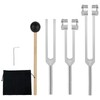 Tuning Forks for Healing Set (128Hz, 256Hz, 512Hz), 3-Piece Silver