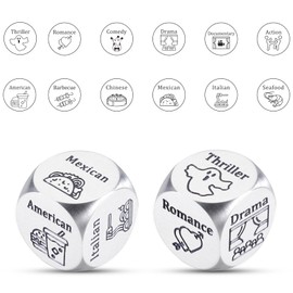 Funny Date Night Dice Set Anniversary Wedding Gifts for Him Her Valentines Engagement Christmas Bride Shower Gifts for Boyfriend Girlfriend Dinner Movie Decider Dice for Couple Foodie Steel Dice Ideas