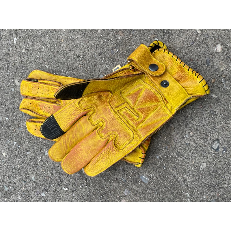 GearX Soft Aniline Leather Fashion Motorcycle Gloves Distressed, Garage Bobber