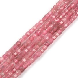2mm Faceted Pink Tourmaline Cube Square Loose Healing Beads DIY Jewelry Making 15 inch