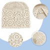 Hshsclth 100% Cotton Crochet Beanie Hat Handmade Knit Slouchy Floral