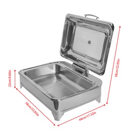9.5QT Stainless Steel Buffet Server Food Warmer Adjustable Temp Electric Chafing Dish 400W with Glass Lid for Party Catering Entertaining (1-Tray)