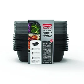 Rubbermaid® TakeAlongs® Divided Base Container, Black, Set of 8