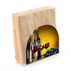 YETTASBIN Wine Bottle Grape Napkin Holder for Table, Acrylic Upright Non Slip Tabletop Freestanding Tissue Paper Dispenser for Kitchen Restaurant Home Hotel Farmhouse Decor