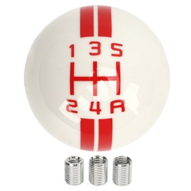 5 Speed Gear Shift Knob Manual Transmission Shifter Lever Stick Head Knob Replacement for Ford Mustang 1967 to 2018 White Red