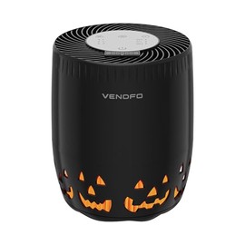 Air Purifier for Home, Air Cleaner with Pumpkin Light Design, 3 Fan Speeds Quiet, Timer Settings, 3-Stage HEPA Filtration for Dust, Smoker, Type-C Charging Included Adapter,Perfect for Bedroom, Black2