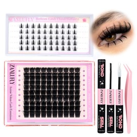 zanlufly Lash Clusters KIt D Curly Lash Extension Kit Volume Thick Eyelash Extension Kit Full Mega Individual Lashes Kit Comestic Makeup:_D Volume Kit+Bottom