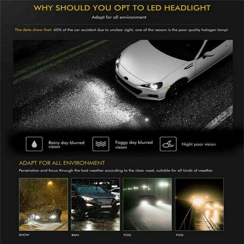 ENJOYAKOM For Chevy Silverado 1500 2007-2015 4pcs LED Headlight Bulbs
