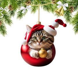 Ellxen Cat Christmas Tree Pendant, 2D Acrylic Cat Christmas Tree Decoration, Christmas Decoration Gift, Fun Christmas Pendant Decoration, Christmas Decoration for Porch, Hallway, Office, Dorm, Holiday