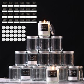 ETINE 24 Pack 8 OZ Thick Clear Glass Jars with Silver Lids - Candle Vessels for Candle Making - Thick Clear Glass Candle Jars - Empty Candle Jars for Sugar Scrubs, Products,Bridesmaids Proposal Gifts