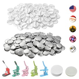 200Sets 44mm/1.73 inch Blank Button Supplies Badges Buttons Parts for Button Maker 44mm Button Attachment, Button Making Supplies with Round Pin Cover, Pin Backs, Plastic Films, Blank Circle Paper