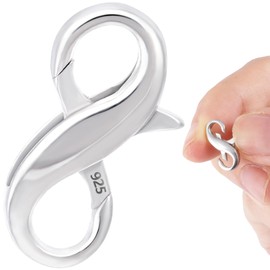 CTEAKOP Sterling Silver Lobster Clasp 925, Silver Lobster Claw Clasp, Double Lobster Clasps for Jewelry Making (1 Pcs)