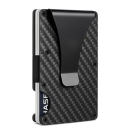 SAVOUR LUXE LTD Carbon Fibre RFID Blocking Wallet – Slim Minimalist Card Holder with Money Clip, Metal Frame, Ultra-Thin Front Pocket Wallet for Men