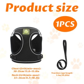 Cat Harness and Lead Set,2PCS Adjustable Cat Leash and Harness Set,Escape Proof Soft Mesh Vest Harnesses and Lead for Small Medium Cats Pets Walking