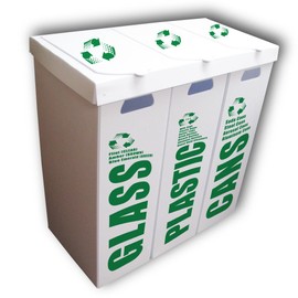 VictoryStore 3-in-1 Recycle Bin Set - Glass/Plastic/Cans - Large 36.5 Gallon Capacity Ea
