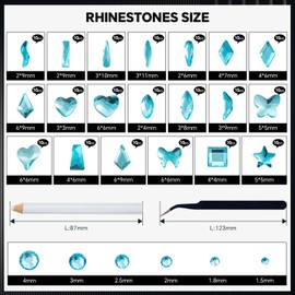 Duflash Blue Crystal Nail Rhinestones,3D Glass Crystal Royal Blue Flatback Rhinestones Nail Gems Round Mixed Sizes Nail K9 Glass Stones Diamonds Jewels for Nail DIY Faces Eyes Makeup Crafts