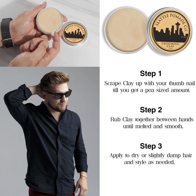 Seattle Pomade Co. Grooming Clay for Hair - USDA Certified,
