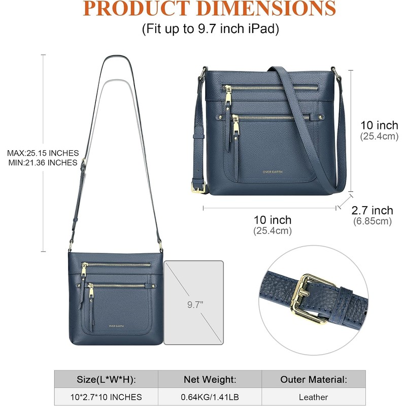 Over Earth - Bolsos cruzados para mujer, bolsos de piel
