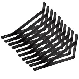 Shelf Bracket JINLINY 10 Pack Triangular Design Metal Shelf Supports Right Angle Brackets with Screws for Wood Furniture, Cabinet, Chairs Small Modern Wall Brackets Hanger (8 Inch)