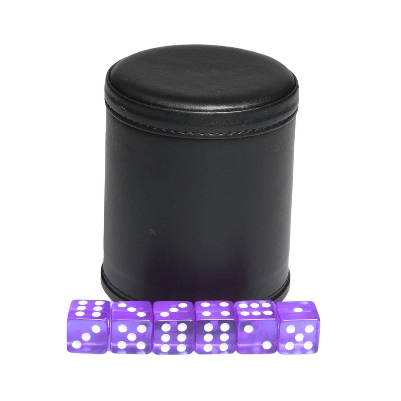 Leatherette Dice Cup Felt Lining Shaker Quiet for Playing Yahtzee/