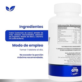 Natural Health CALNAT D3 | Suplemento Alimenticio con Calcio 600 mg+400 UI de Vitamina D3 | Fórmula de Alta Absorción | Frasco con 60 Tabletas de 1.8 